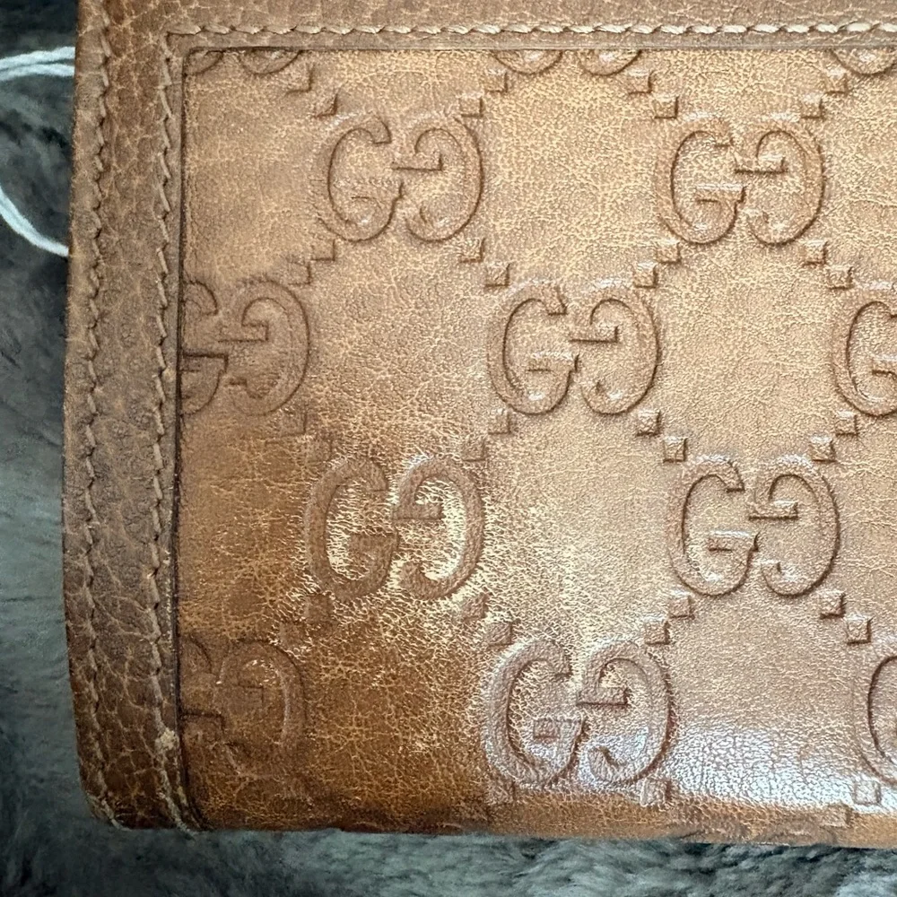 Gucci Tan/Brown GG-Embossed Leather Continental Wallet with Gold Logo - Picture 8 of 9